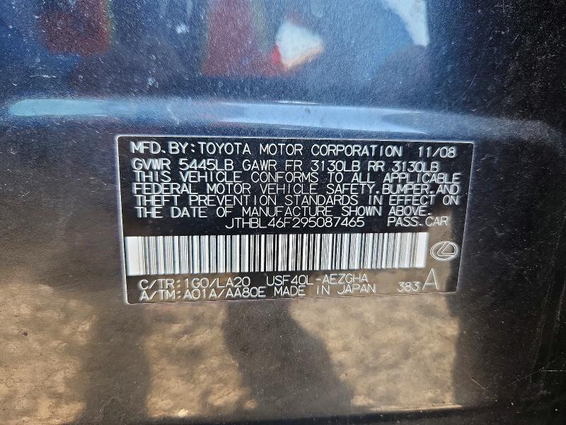 Продаж на аукціоні авто 2009 Lexus Ls, vin: JTHBL46F295087465, номер лоту: 67265506