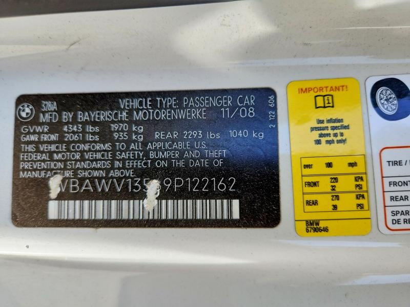 Aukcja sprzedaży 2009 Bmw 328, vin: WBAWV13569P122162, numer aukcji: 64462496
