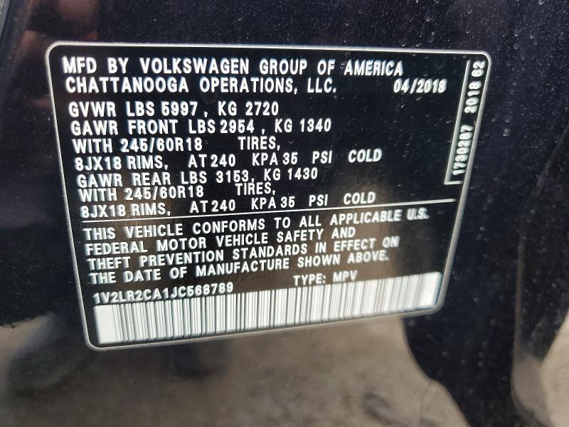 Aukcja sprzedaży 2018 Volkswagen Atlas, vin: 1V2LR2CA1JC568789, numer aukcji: 64190416