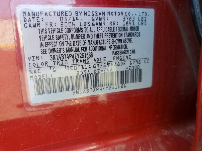 Aukcja sprzedaży 2014 Nissan Sentra, vin: 3N1AB7AP4EY251686, numer aukcji: 65204336