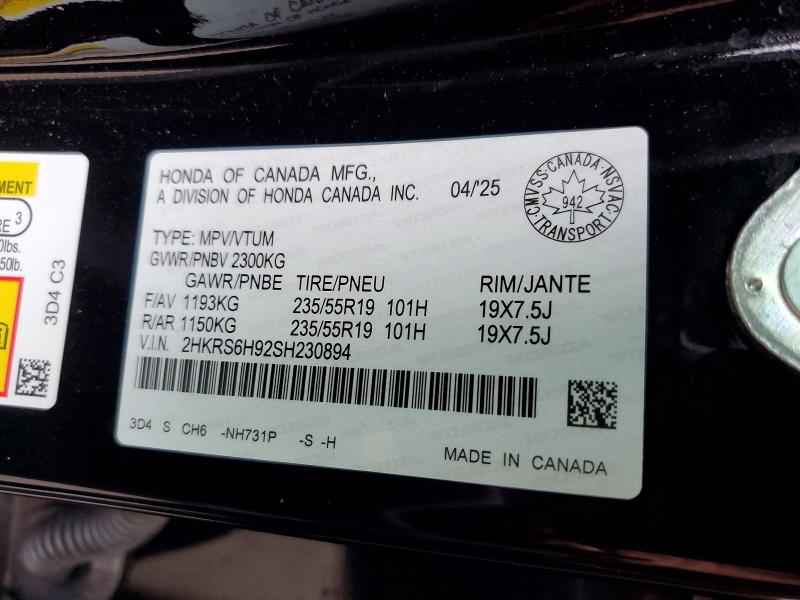 Продаж на аукціоні авто 2025 Honda Cr-v, vin: 2HKRS6H92SH230894, номер лоту: 65845106