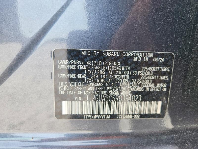 Продаж на аукціоні авто 2024 Subaru Crosstrek, vin: JF2GUABC5R8394823, номер лоту: 66331416