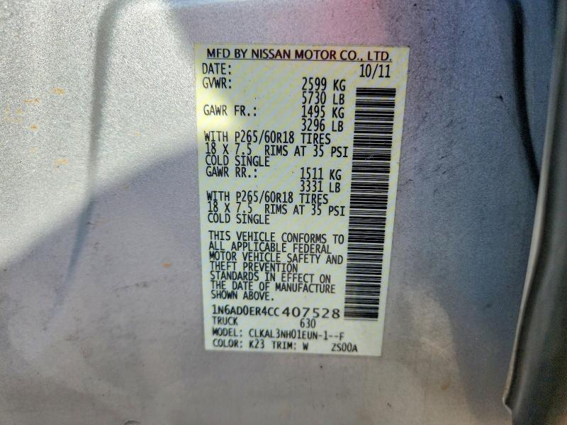 Aukcja sprzedaży 2012 Nissan Frontier, vin: 1N6AD0ER4CC407528, numer aukcji: 65845306