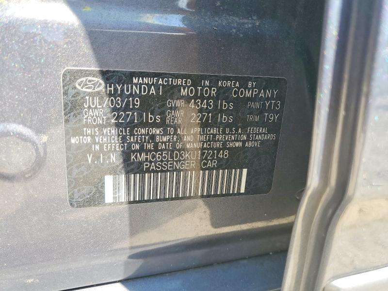 Auction sale of the 2019 Hyundai Ioniq Plug-in Hybrid, vin: KMHC65LD3KU172148, lot number: 64921006