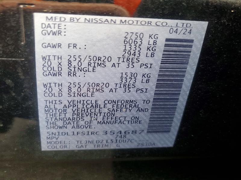 Продажа на аукционе авто 2024 Infiniti Qx60, vin: 5N1DL1FS1RC354687, номер лота: 65157276