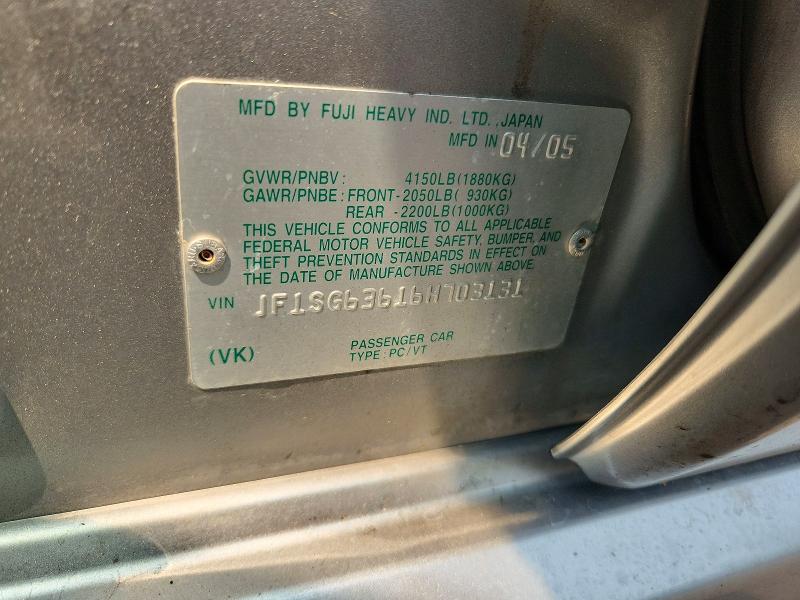 63840856 :رقم المزاد ، JF1SG63616H703131 vin ، 2006 Subaru Forester مزاد بيع