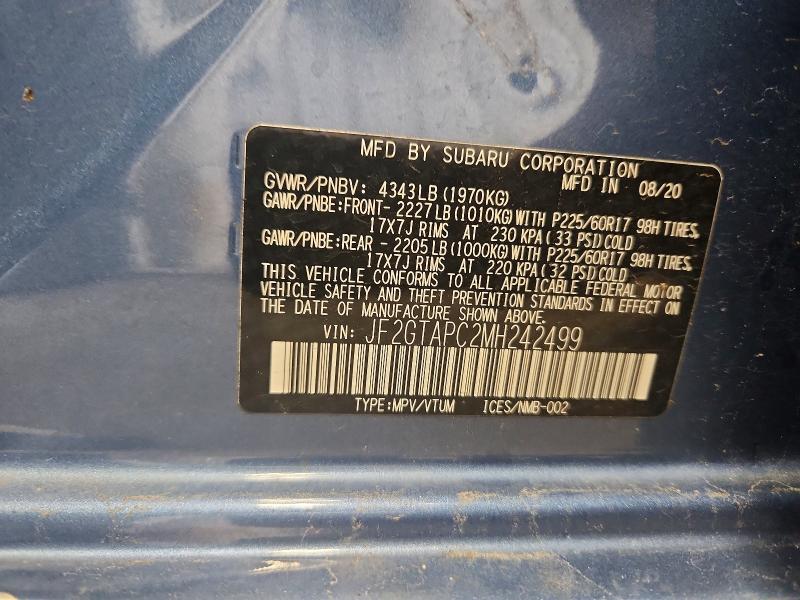 Aukcja sprzedaży 2021 Subaru Crosstrek, vin: JF2GTAPC2MH242499, numer aukcji: 64428646