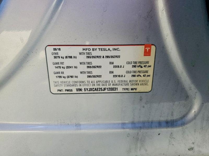 Aukcja sprzedaży 2018 Tesla Model X, vin: 5YJXCAE25JF120031, numer aukcji: 65397406