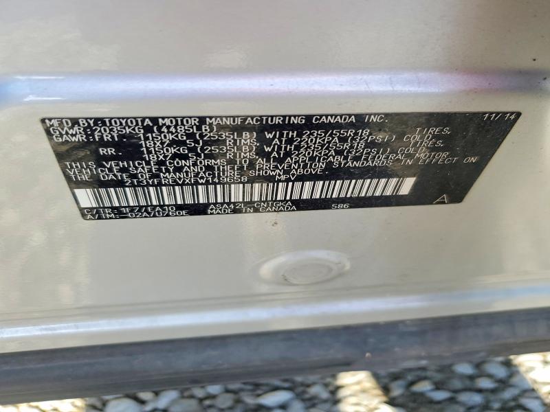 2015 Toyota Rav4 მანქანა იყიდება აუქციონზე, vin: 2T3YFREVXFW149658, აუქციონის ნომერი: 65175816