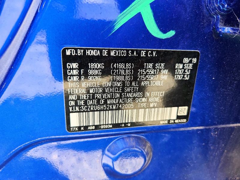 Aukcja sprzedaży 2019 Honda Hr-v, vin: 3CZRU6H52KM742005, numer aukcji: 63894636