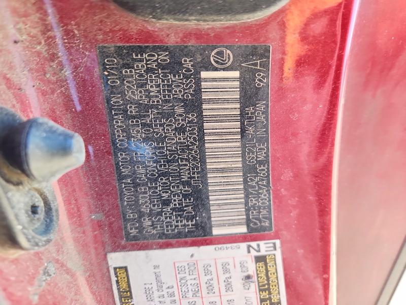 Aukcja sprzedaży 2010 Lexus Is, vin: JTHFE2C26A2503136, numer aukcji: 66507946