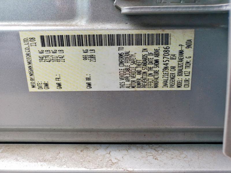 2009 Nissan Altima მანქანა იყიდება აუქციონზე, vin: 1N4AL21E79N457086, აუქციონის ნომერი: 65165276