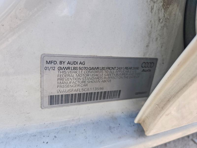Продаж на аукціоні авто 2012 Audi A4, vin: WAUSFAFL5CA113596, номер лоту: 66929516