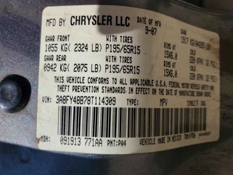 Auction sale of the 2008 Chrysler Pt Cruiser, vin: 3A8FY48B78T114309, lot number: 64393066
