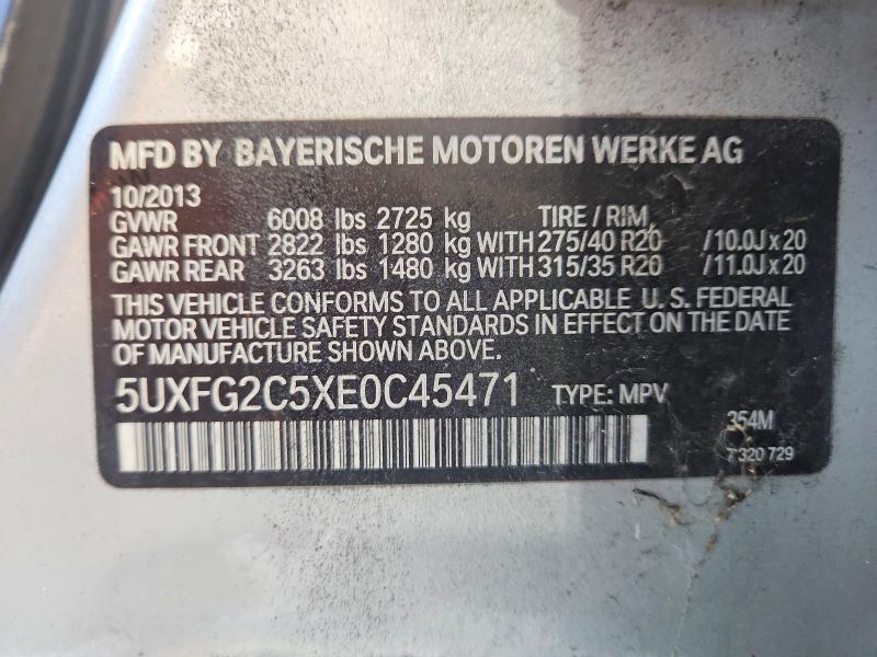 2014 Bmw X6 მანქანა იყიდება აუქციონზე, vin: 5UXFG2C5XE0C45471, აუქციონის ნომერი: 65948606