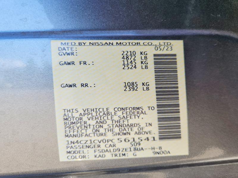 2023 Nissan Leaf მანქანა იყიდება აუქციონზე, vin: 1N4CZ1CV0PC561541, აუქციონის ნომერი: 64449136