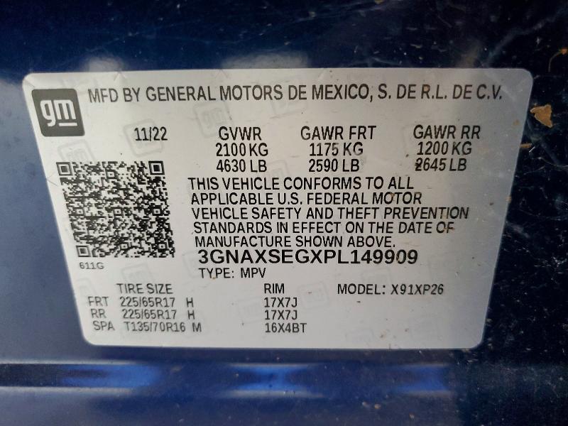 66769206 :رقم المزاد ، 3GNAXSEGXPL149909 vin ، 2023 Chevrolet Equinox مزاد بيع