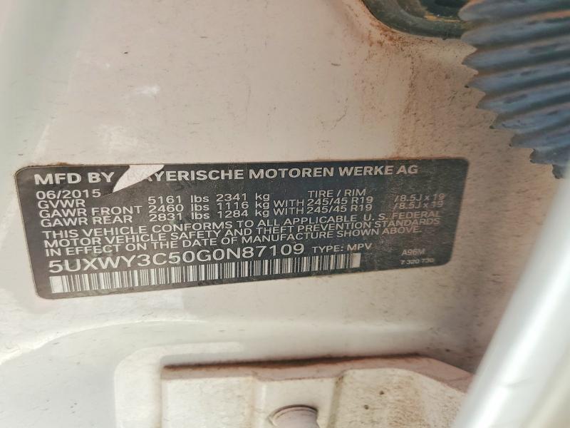 Продаж на аукціоні авто 2016 Bmw X3, vin: 5UXWY3C50G0N87109, номер лоту: 64723906