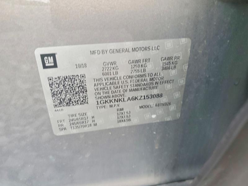 2019 Gmc Acadia მანქანა იყიდება აუქციონზე, vin: 1GKKNKLA6KZ153088, აუქციონის ნომერი: 64702976