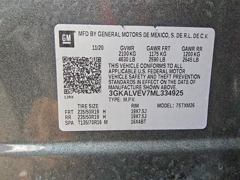 Aukcja sprzedaży 2021 Gmc Terrain, vin: 3GKALVEV7ML334925, numer aukcji: 65376216