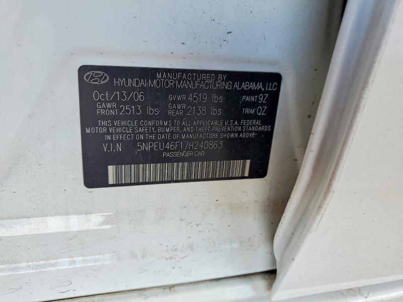 Продаж на аукціоні авто 2007 Hyundai Sonata, vin: 5NPEU46F17H240863, номер лоту: 67326796