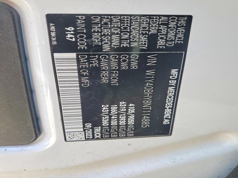 60421686 :رقم المزاد ، W1Y40BHY8NT114885 vin ، 2022 Mercedes-benz Sprinter مزاد بيع