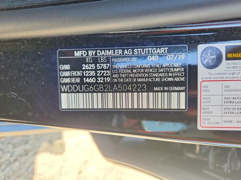 2020 Mercedes-benz S მანქანა იყიდება აუქციონზე, vin: WDDUG6GB2LA504223, აუქციონის ნომერი: 65824866