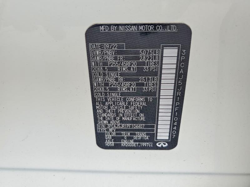 66618506 :رقم المزاد ، 3PCAJ5JR1PF104407 vin ، 2023 Infiniti Qx55 مزاد بيع