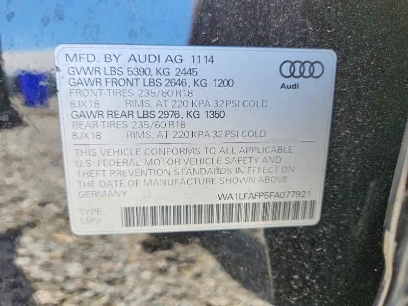 Продаж на аукціоні авто 2015 Audi Q5, vin: WA1LFAFP5FA077921, номер лоту: 65566876