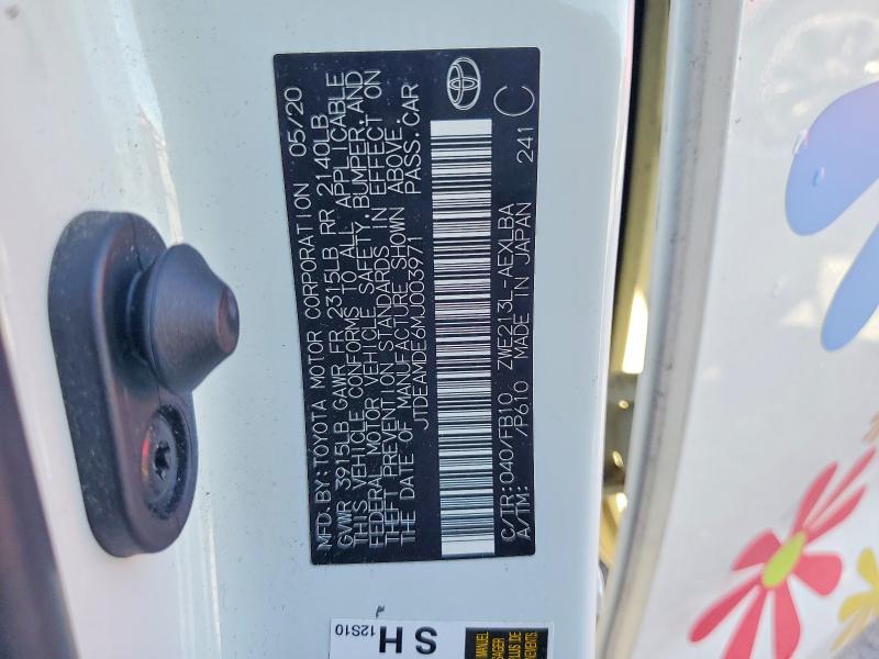 67075966 :رقم المزاد ، JTDEAMDE6MJ003971 vin ، 2021 Toyota Corolla مزاد بيع