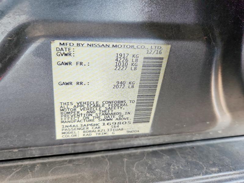 Продаж на аукціоні авто 2017 Nissan Altima, vin: 1N4AL3AP6HC169805, номер лоту: 66821496
