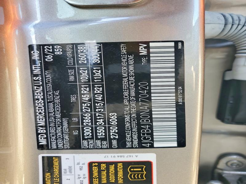 Aukcja sprzedaży 2022 Mercedes-benz Gle, vin: 4JGFB4JB0NA770420, numer aukcji: 62797666