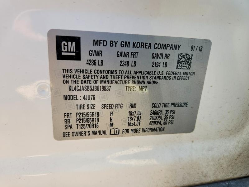 Aukcja sprzedaży 2018 Buick Encore, vin: KL4CJASB5JB619837, numer aukcji: 65402206