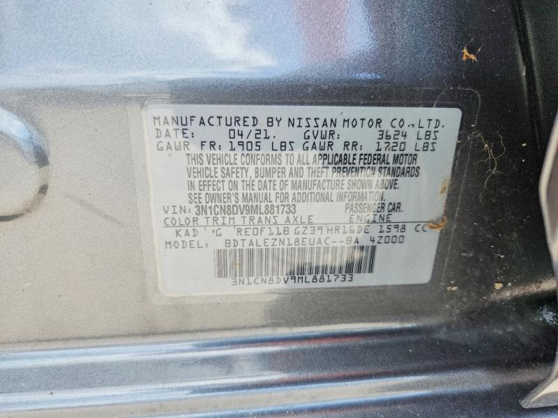 Auction sale of the 2021 Nissan Versa, vin: 3N1CN8DV9ML881733, lot number: 64831406