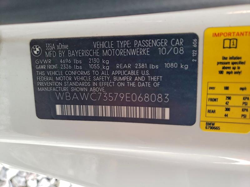 62442376 :رقم المزاد ، WBAWC73579E068083 vin ، 2009 Bmw 335 مزاد بيع