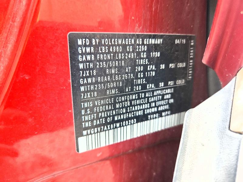 Продаж на аукціоні авто 2015 Volkswagen Tiguan, vin: WVGBV7AX9FW109203, номер лоту: 65143636