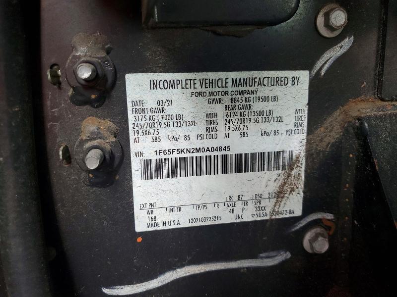 64736016 :رقم المزاد ، 1F65F5KN2M0A04845 vin ، 2021 Ford F59 مزاد بيع
