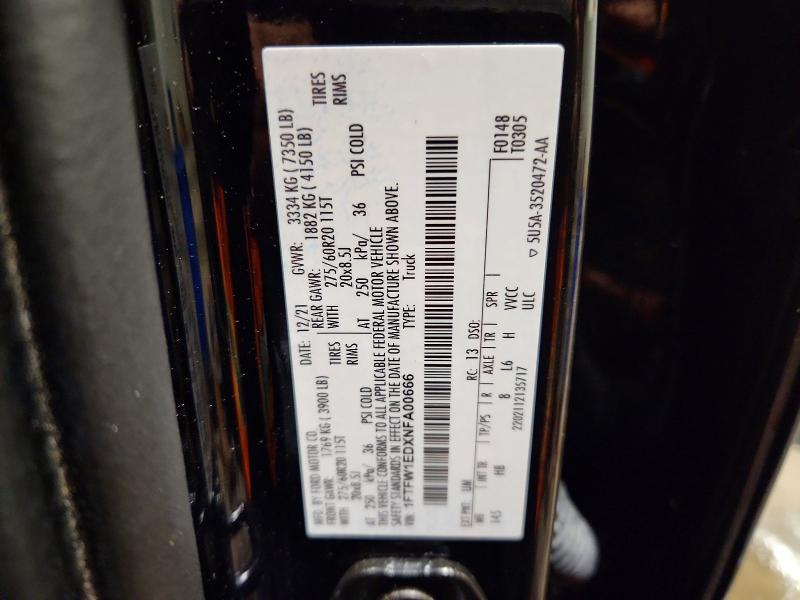 Aukcja sprzedaży 2022 Ford F150, vin: 1FTFW1EDXNFA00666, numer aukcji: 63345116