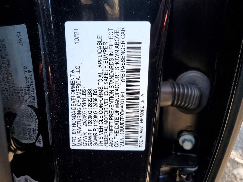 2021 Acura Tlx მანქანა იყიდება აუქციონზე, vin: 19UUB7F07MA001661, აუქციონის ნომერი: 65618386