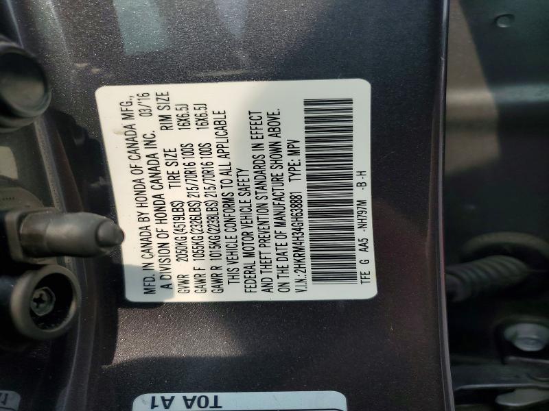 Aukcja sprzedaży 2016 Honda Cr-v, vin: 2HKRM4H34GH638881, numer aukcji: 64319746