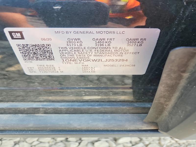2020 Chevrolet Traverse მანქანა იყიდება აუქციონზე, vin: 1GNEVGKW2LJ253294, აუქციონის ნომერი: 65004066