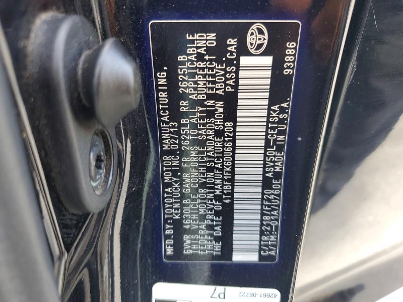 Продаж на аукціоні авто 2013 Toyota Camry, vin: 4T1BF1FK6DU661208, номер лоту: 65191406