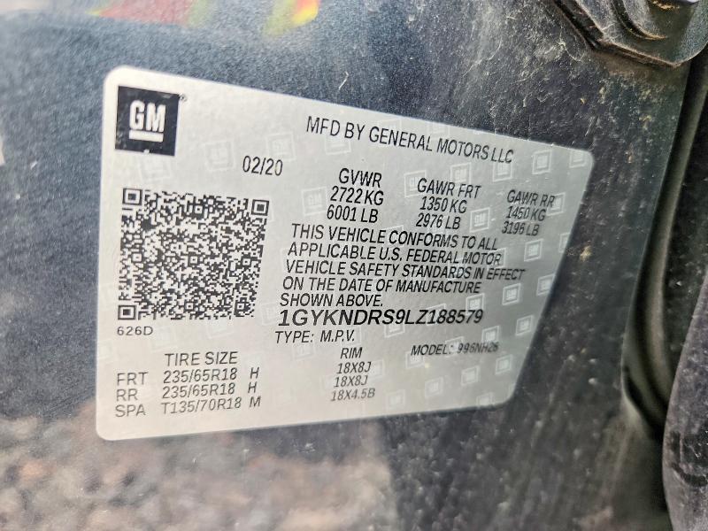 65388226 :رقم المزاد ، 1GYKNDRS9LZ188579 vin ، 2020 Cadillac Xt5 مزاد بيع