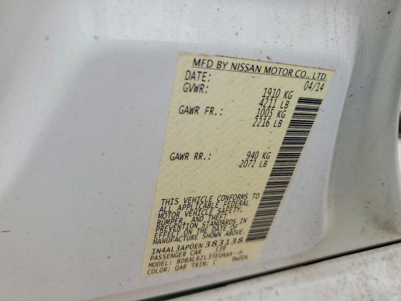 Продажа на аукционе авто 2014 Nissan Altima, vin: 1N4AL3AP0EN383138, номер лота: 64189156