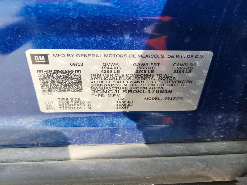 Продаж на аукціоні авто 2019 Chevrolet Trax, vin: 3GNCJLSB0KL179616, номер лоту: 66079366