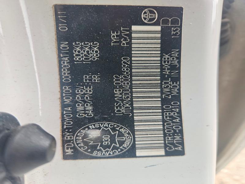 64329436 :رقم المزاد ، JTDKN3DU4B0268920 vin ، 2011 Toyota Prius مزاد بيع