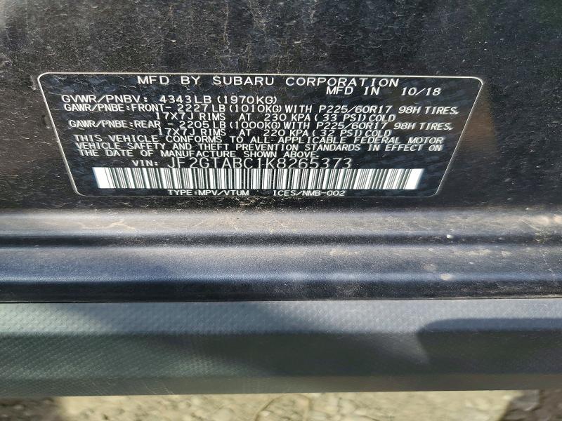 Продаж на аукціоні авто 2019 Subaru Crosstrek, vin: JF2GTABC1K8265373, номер лоту: 66180776