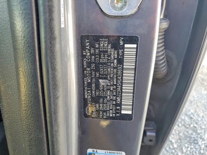 65055406 :رقم المزاد ، KM8J23A45HU438692 vin ، 2017 Hyundai Tucson مزاد بيع