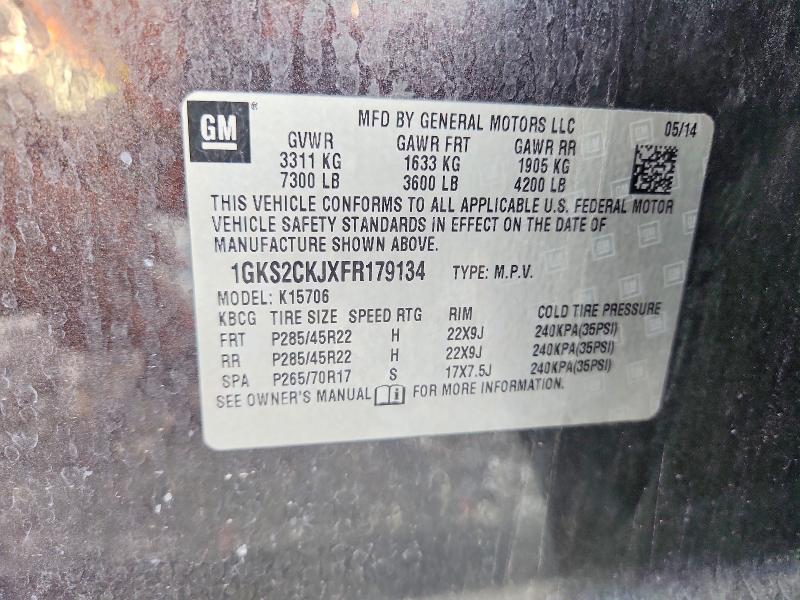 63249126 :رقم المزاد ، 1GKS2CKJXFR179134 vin ، 2015 Gmc Yukon مزاد بيع