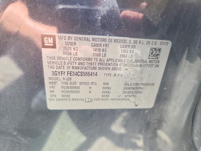 Aukcja sprzedaży 2012 Cadillac Srx, vin: 3GYFNFE34CS566414, numer aukcji: 64103216